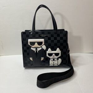 KARL LAGERFELD PARIS MAYBELLE SATCHEL CROSSBODY BAG BLACK - NEW